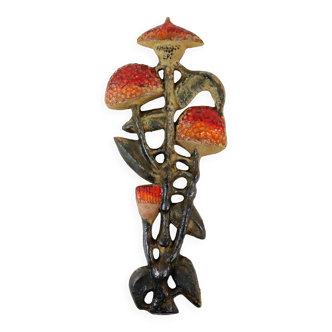 Perignem Mushroom Elisabeth Vandeweghe Ceramic Wall Sculpture 1960s