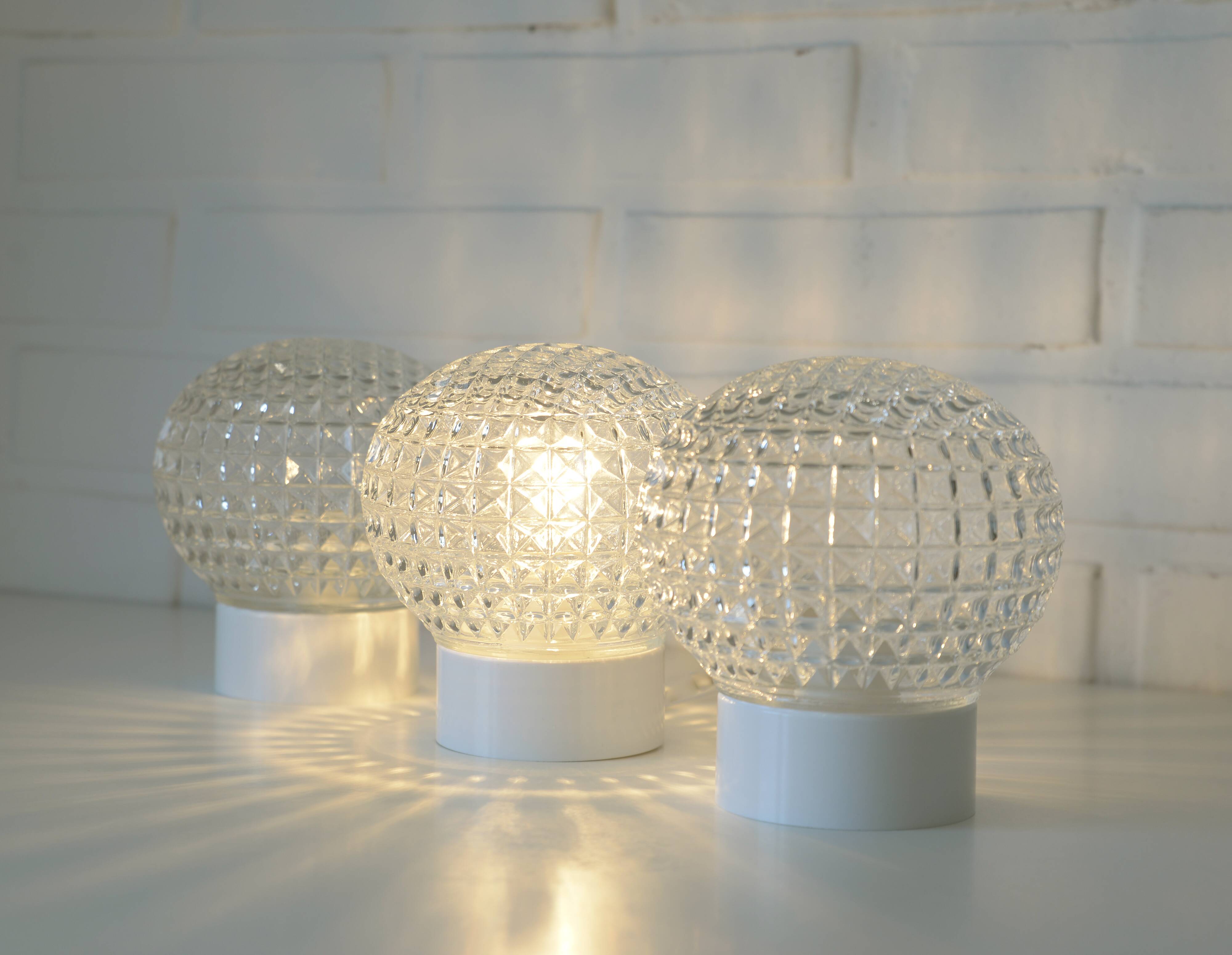 Mushroom sconces / set of 3 vintage wall lamp / bathroom ceiling light 1960