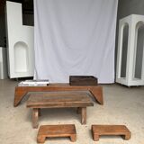 Mini Asian teak side stool blonde