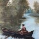 HST painting "River walk" 1883 signed Chaussemier for restoration