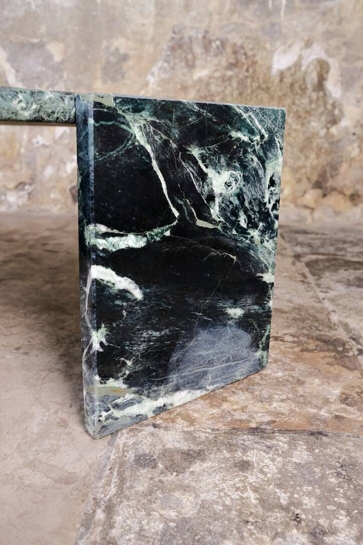 Emerald green marble "eye" coffee table, Roche Bobois, France, 1970s