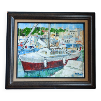 Oil painting on canvas cardboard signed C. Mitard.