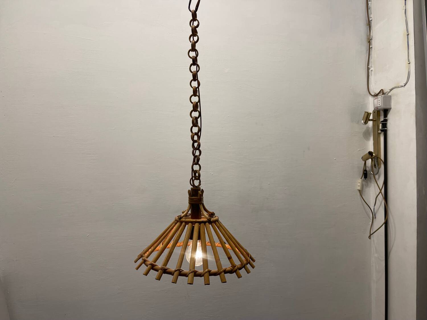 Rattan vintage Light Pendants Set of 2 1960’s