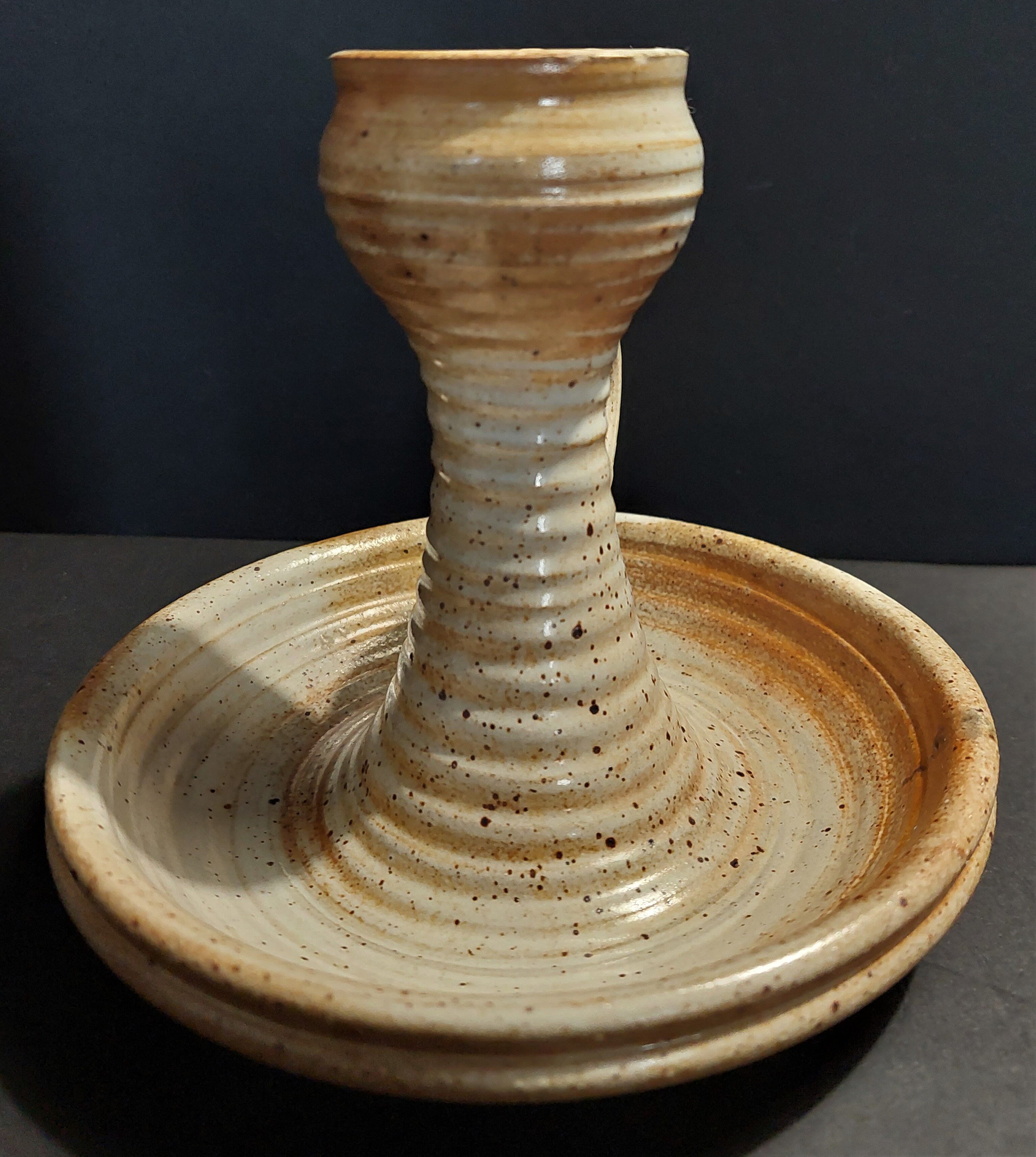 Sandstone hand candle holder signed sandstone of the twentieth century marsh