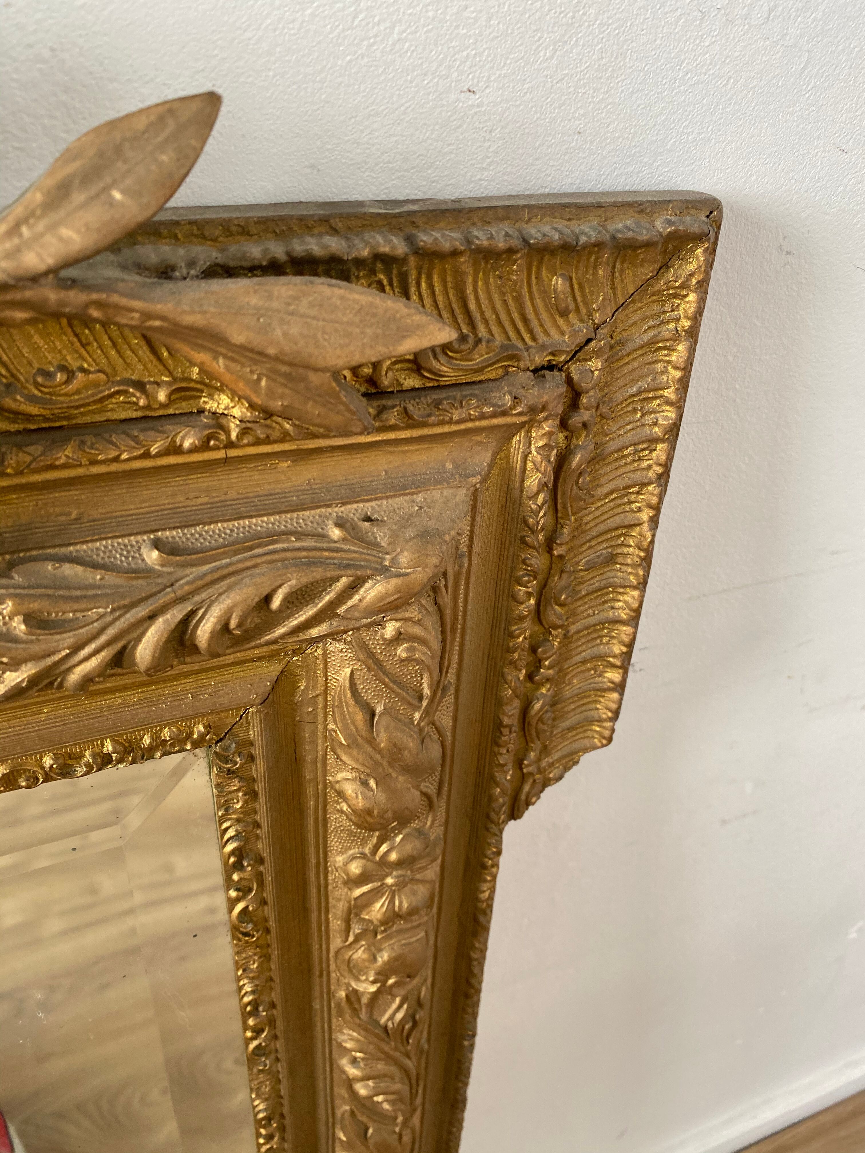 Old mirror with pediment  72x112cm