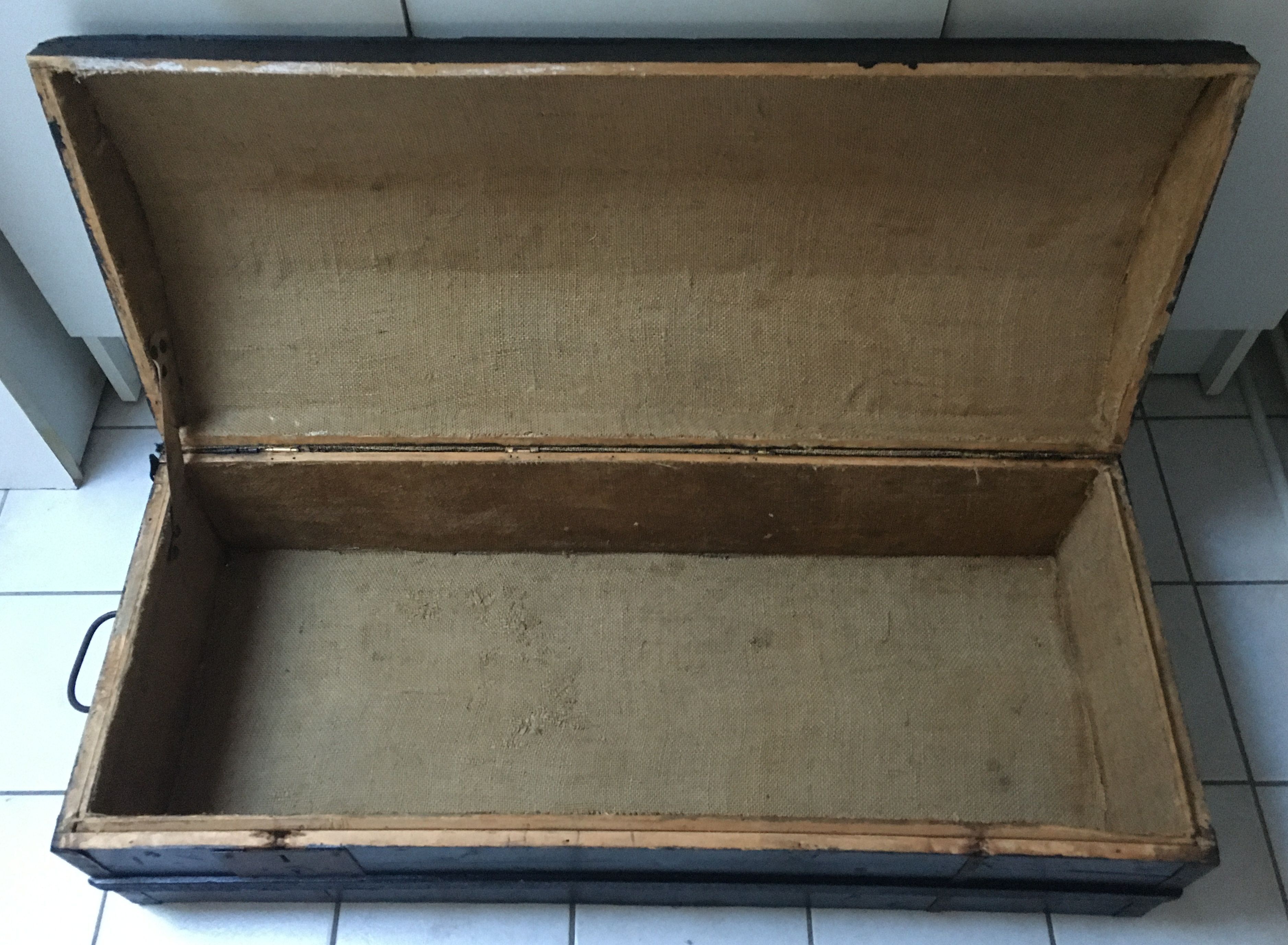 Old 19th century wooden travel chest