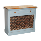 Meuble vintage en bois récupéré pour 45 bouteilles de vin avec tiroir