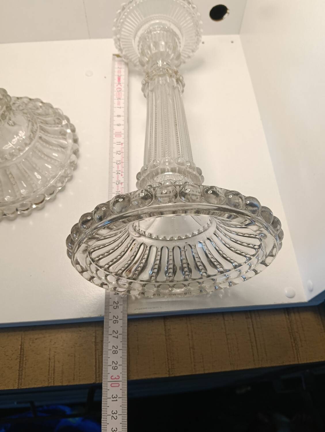 Pair of vintage glass candlesticks