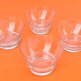 4 Champagne glasses from the 1930s with chiseled grape cluster decoration