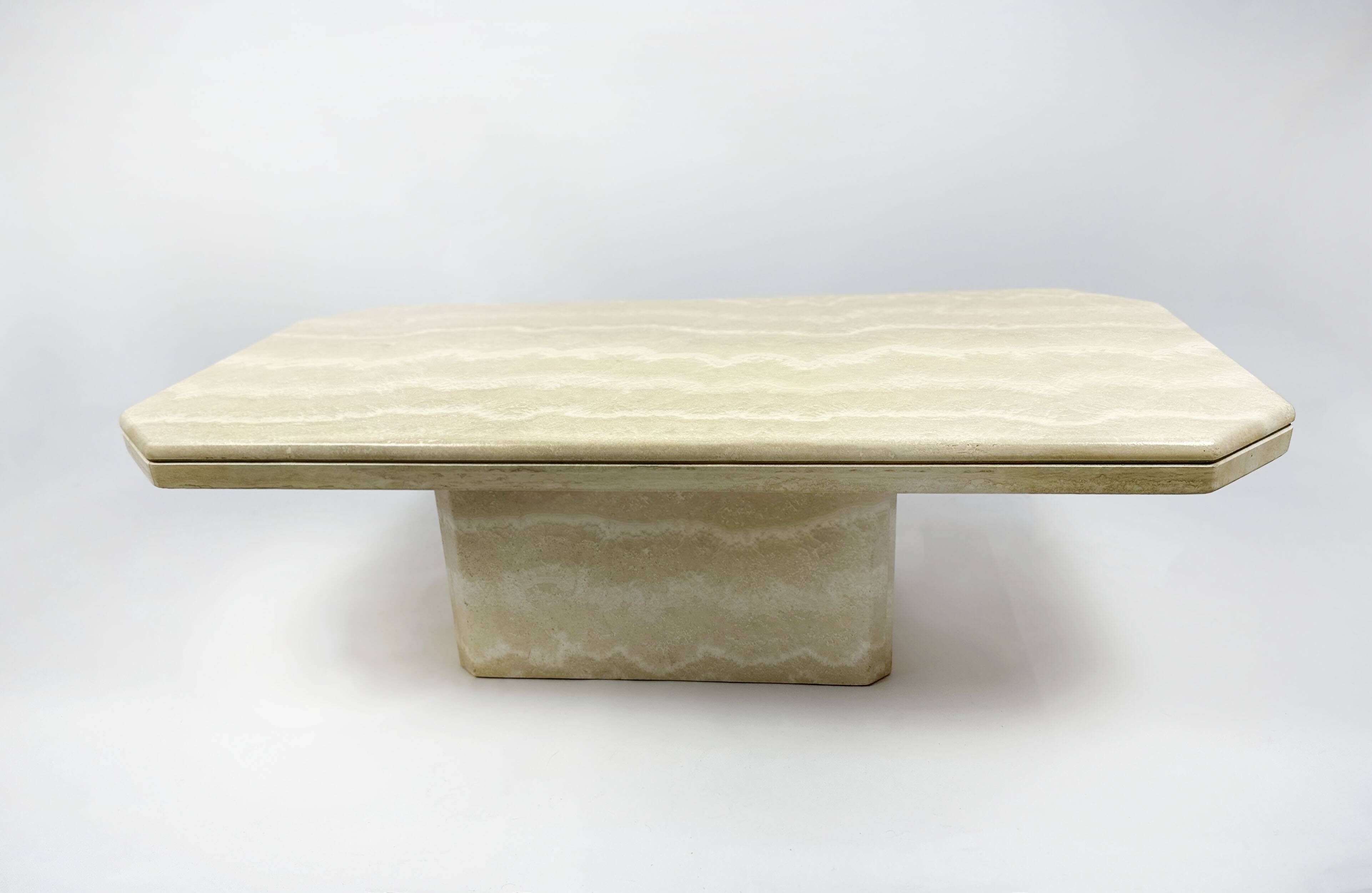Vintage 1970s travertin coffee table