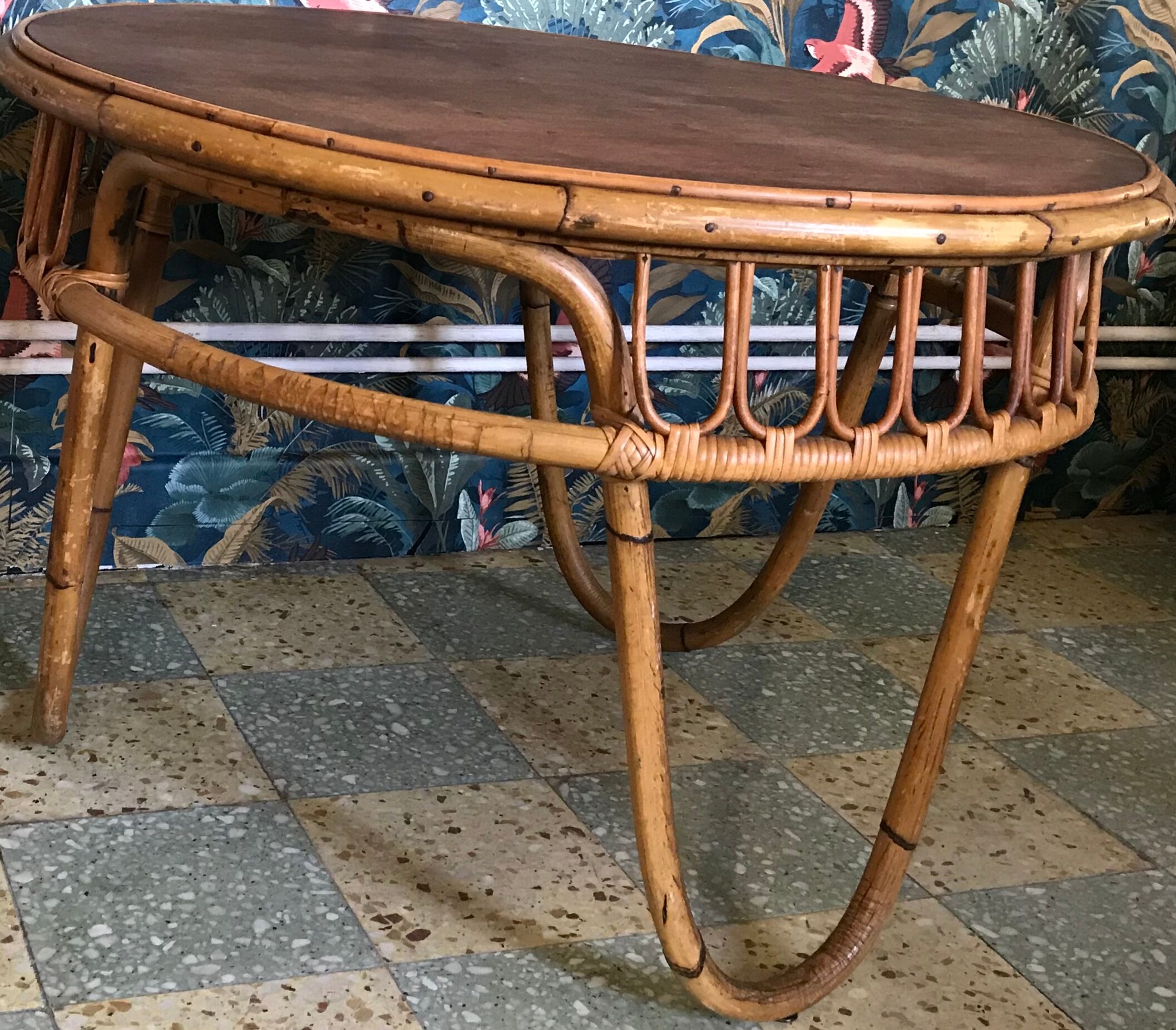 Vintage rattan coffee table