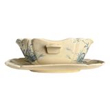 Gien sauceboat in blue ironstone, "Birds" service circa 1870.
