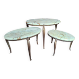 Marble nesting table with brass legs