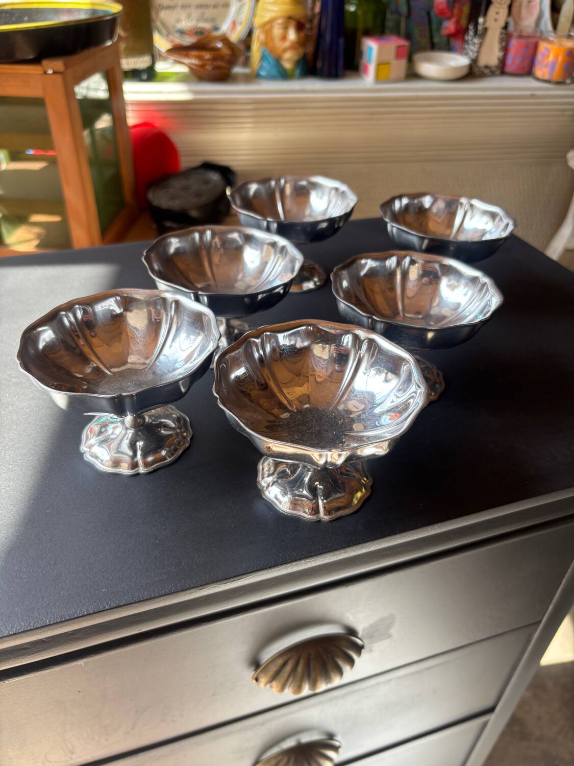 Lot 6 coupes à glace inox vintage