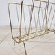 Magazine rack, gold metal, brown wood, Germany, 1970s