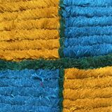 Moroccan Berber pouf yellow and bohemian turquoise