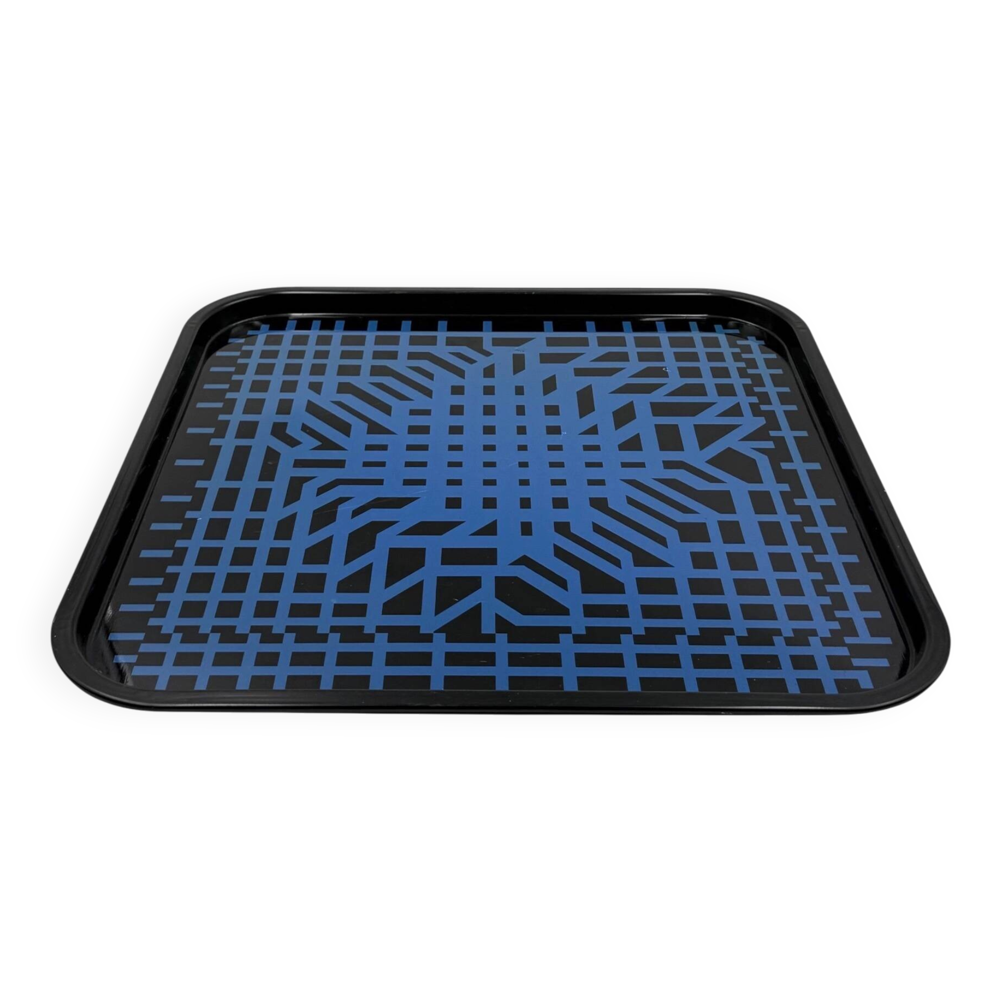 Victor Vasarely, Space age Op art metal tray, Limited edition Metalgraf Ita