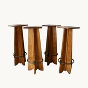 4 tabourets en chêne France, années 50