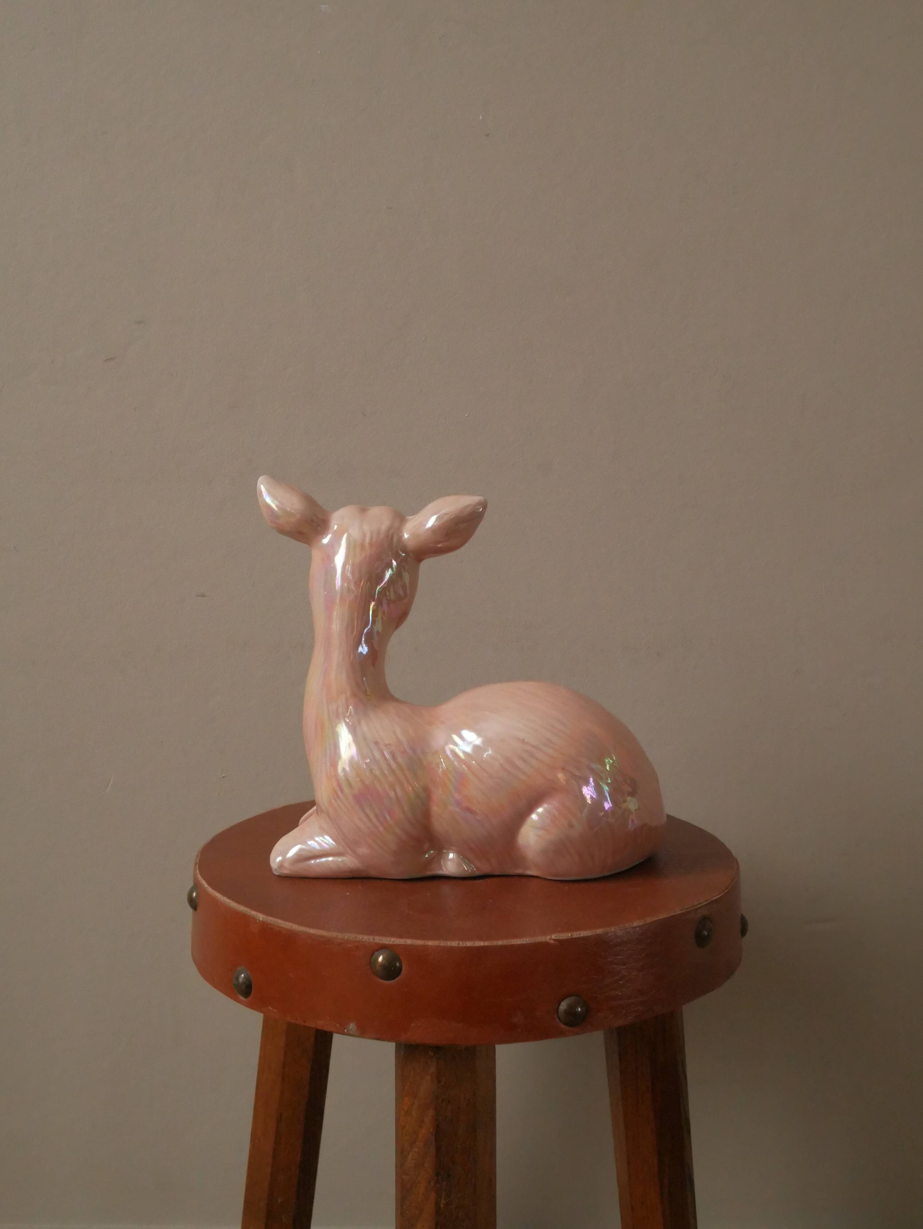 doe ceramic porcelain collection iridescent pink bambi vintage decoration kitsch 50s bohemian child