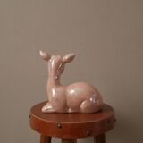 biche céramique porcelaine collection rose irisé bambi vintage décoration kitch 50 enfant bohème