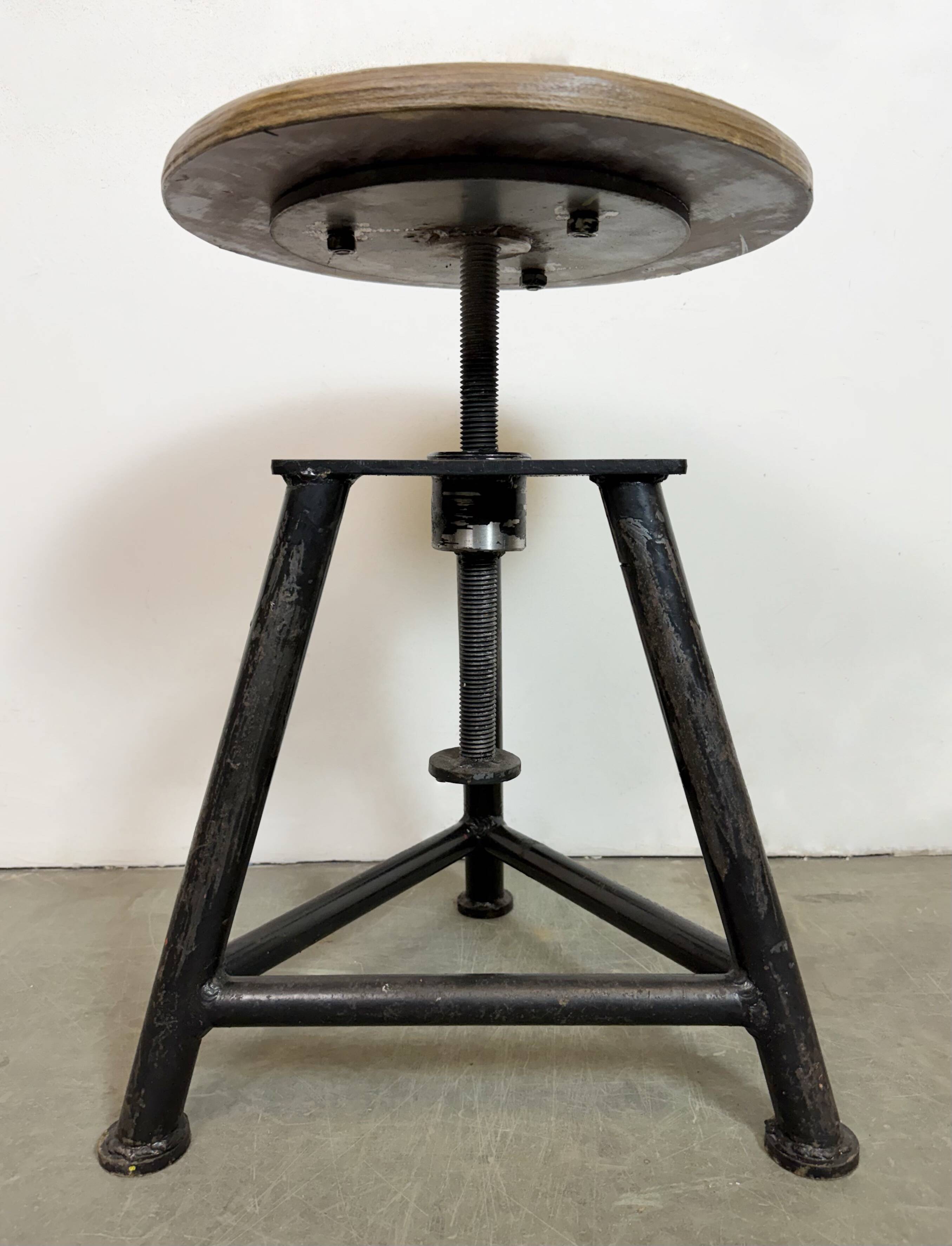 Black Industrial Workshop Swivel Stool, 1960s