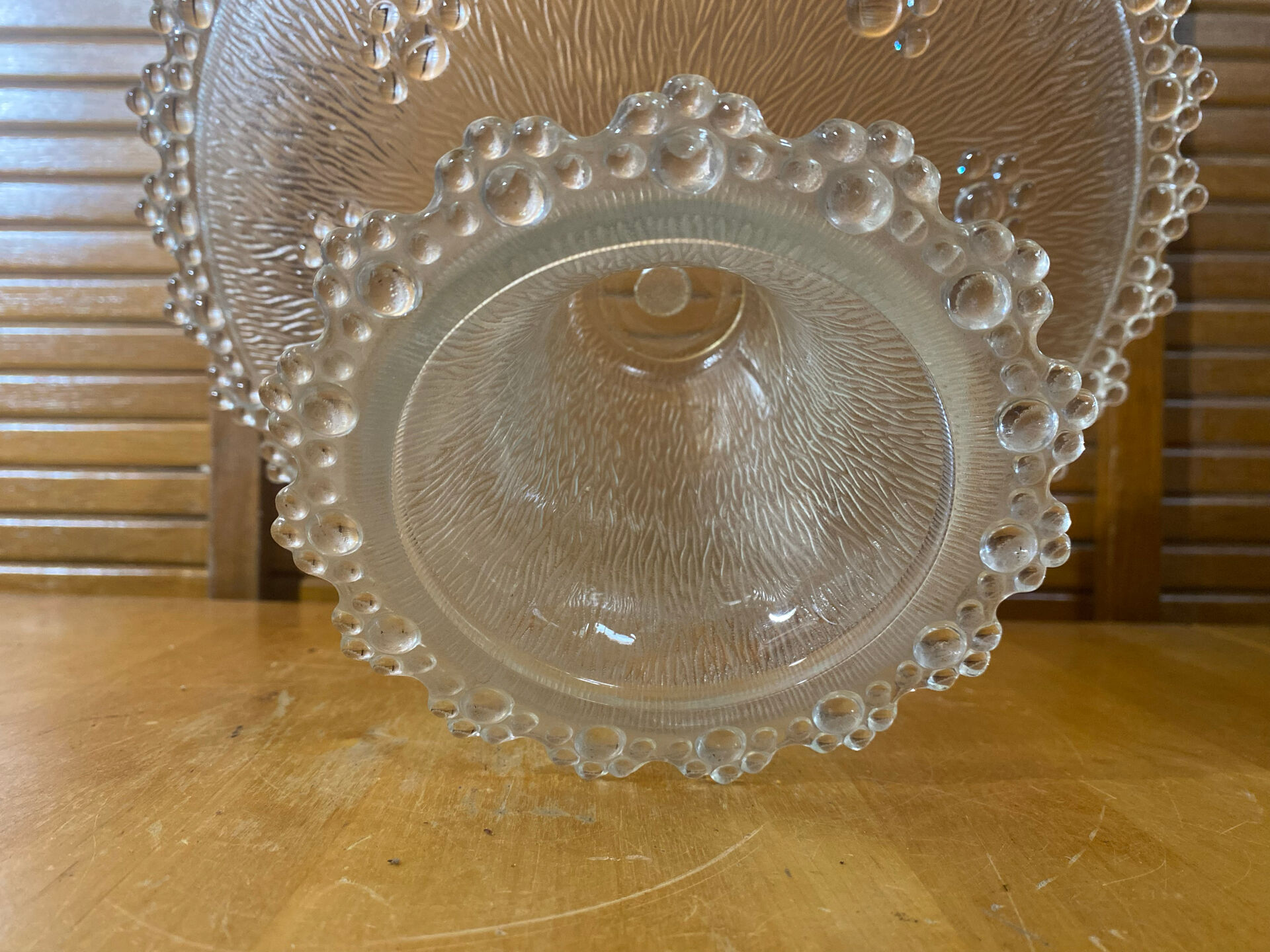 Masserini barocco cake dish cut glass moulded bead row vintage