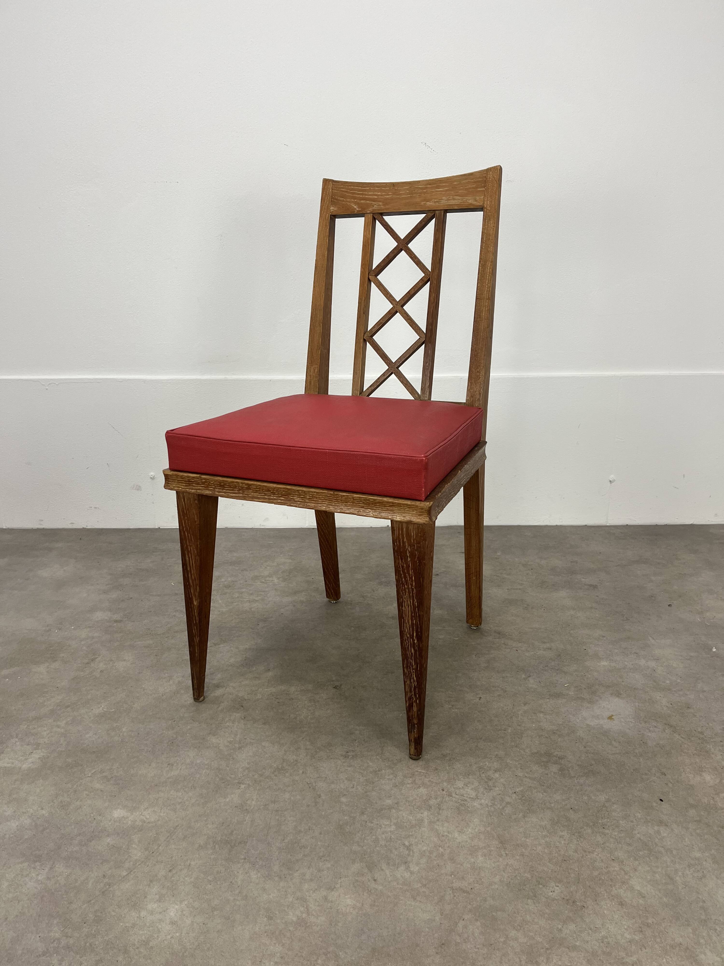 Pair of 1950s wooden cross-braced chairs