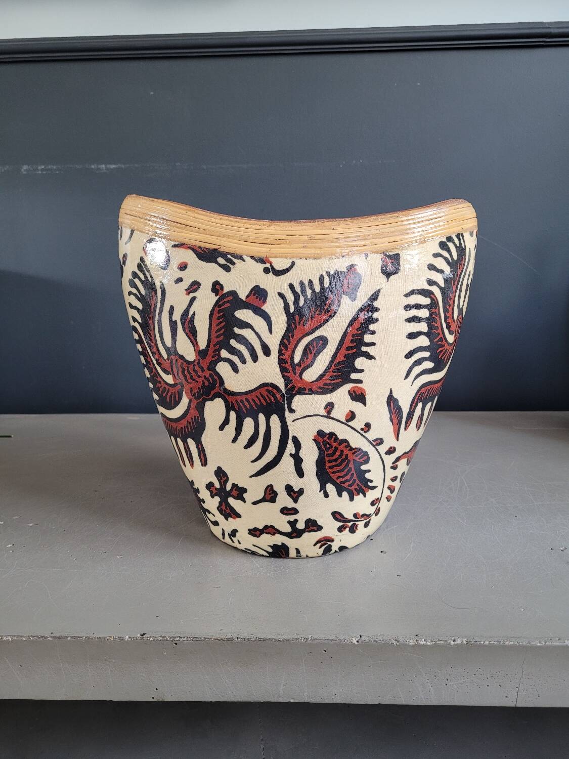 Terracotta and patterned canvas planter