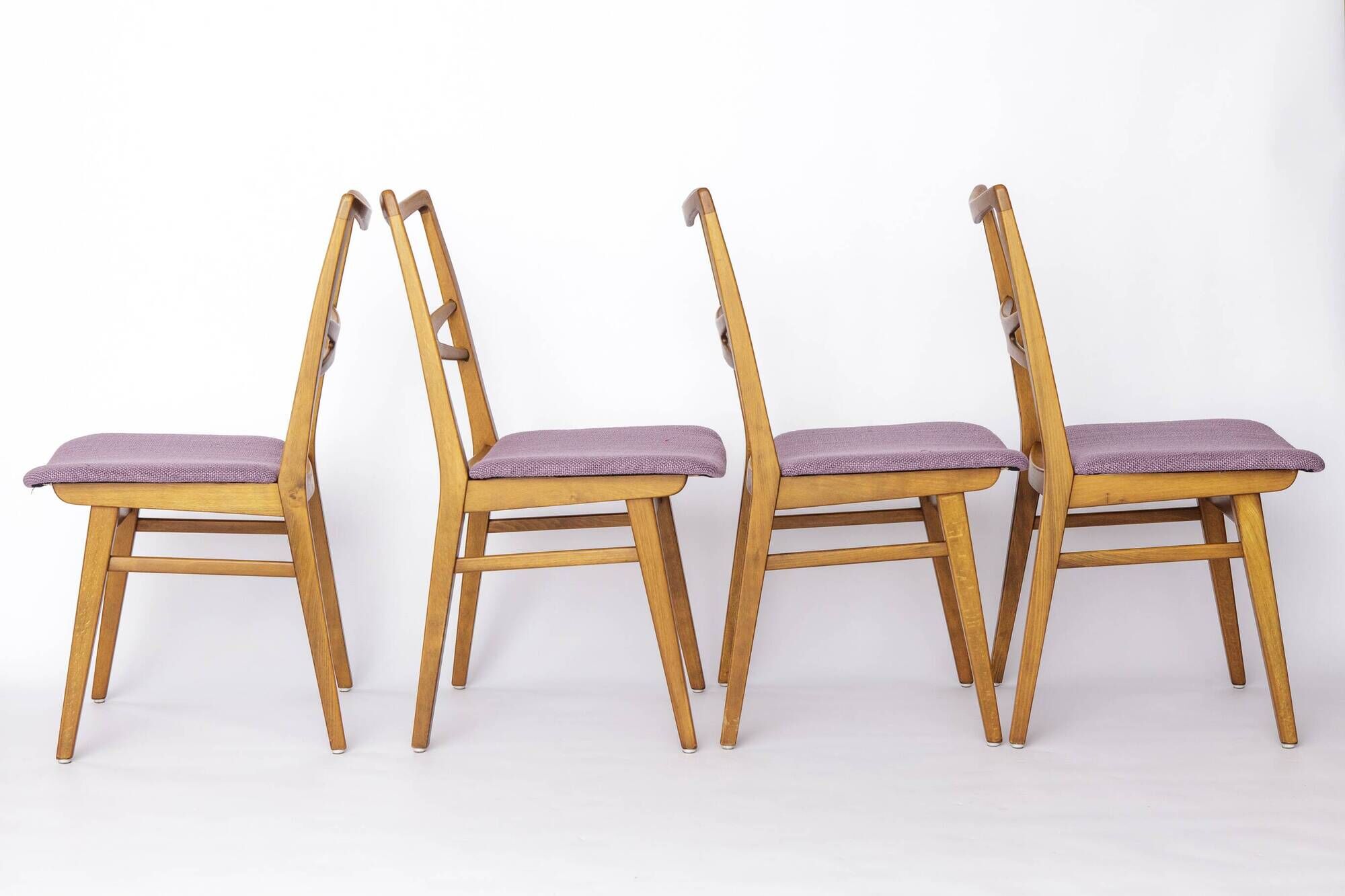 Lot de 4 chaises de salle à manger vintage, années 1960-1970, style allemand du milieu du siècle moderne, en hêtre