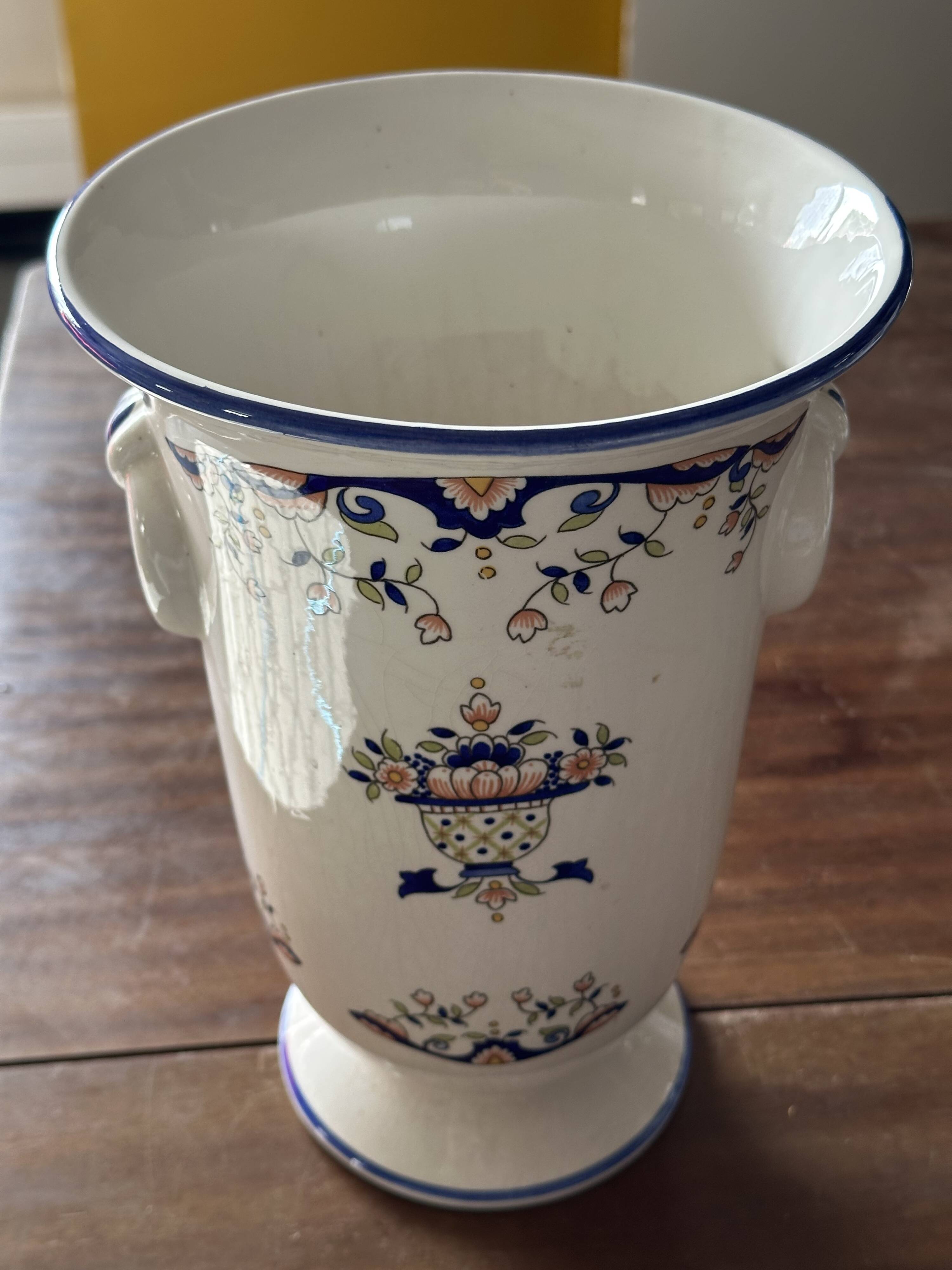 Vase en Céramique Vieux Rouen H 25 cm fin 19 e siècle