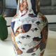 Chinese baluster vase in glazed ceramics. Wild, floral nature. Imari style. 32 cm