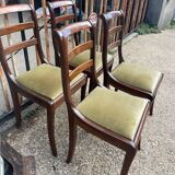 4 mahogany chairs with green velvet