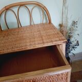 Table de chevet en rotin vintage 60'