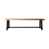 Painted wooden bench, black base, L179 cm