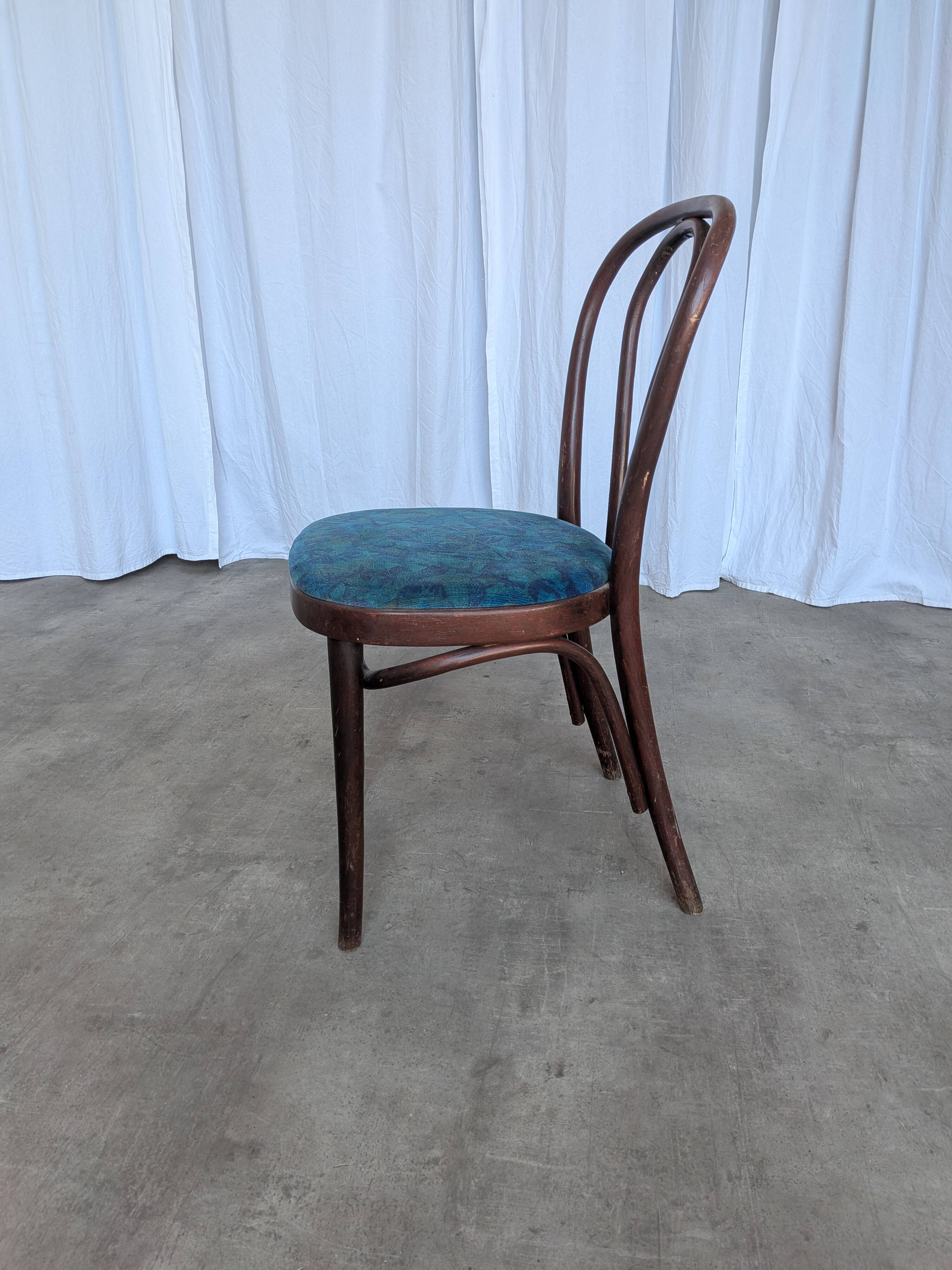 Vintage Bentwood Chair with Upholstered Seat / Thonet Style Dining Chair /