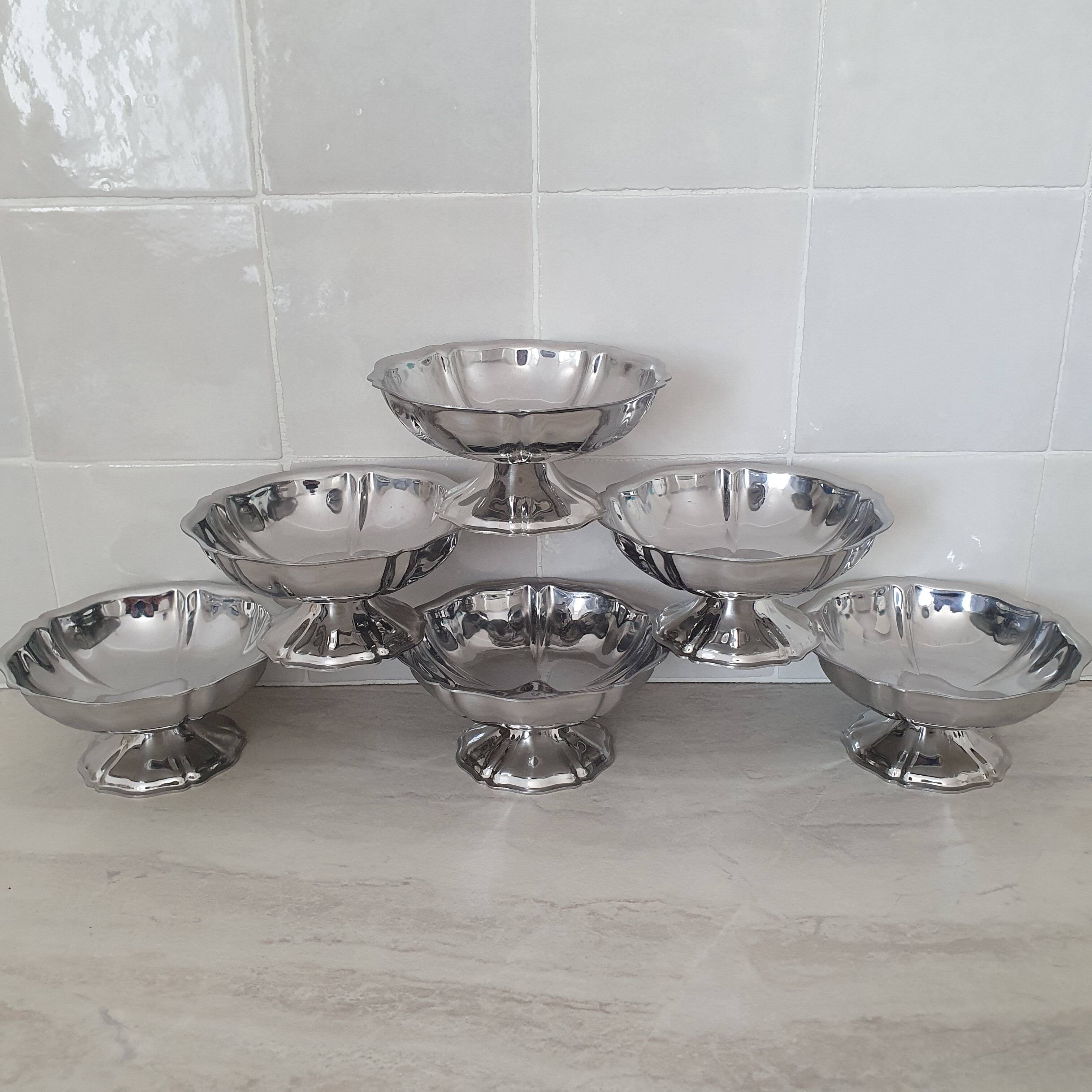 6 dessert bowls by Guy Degrenne in 18/10 stainless steel