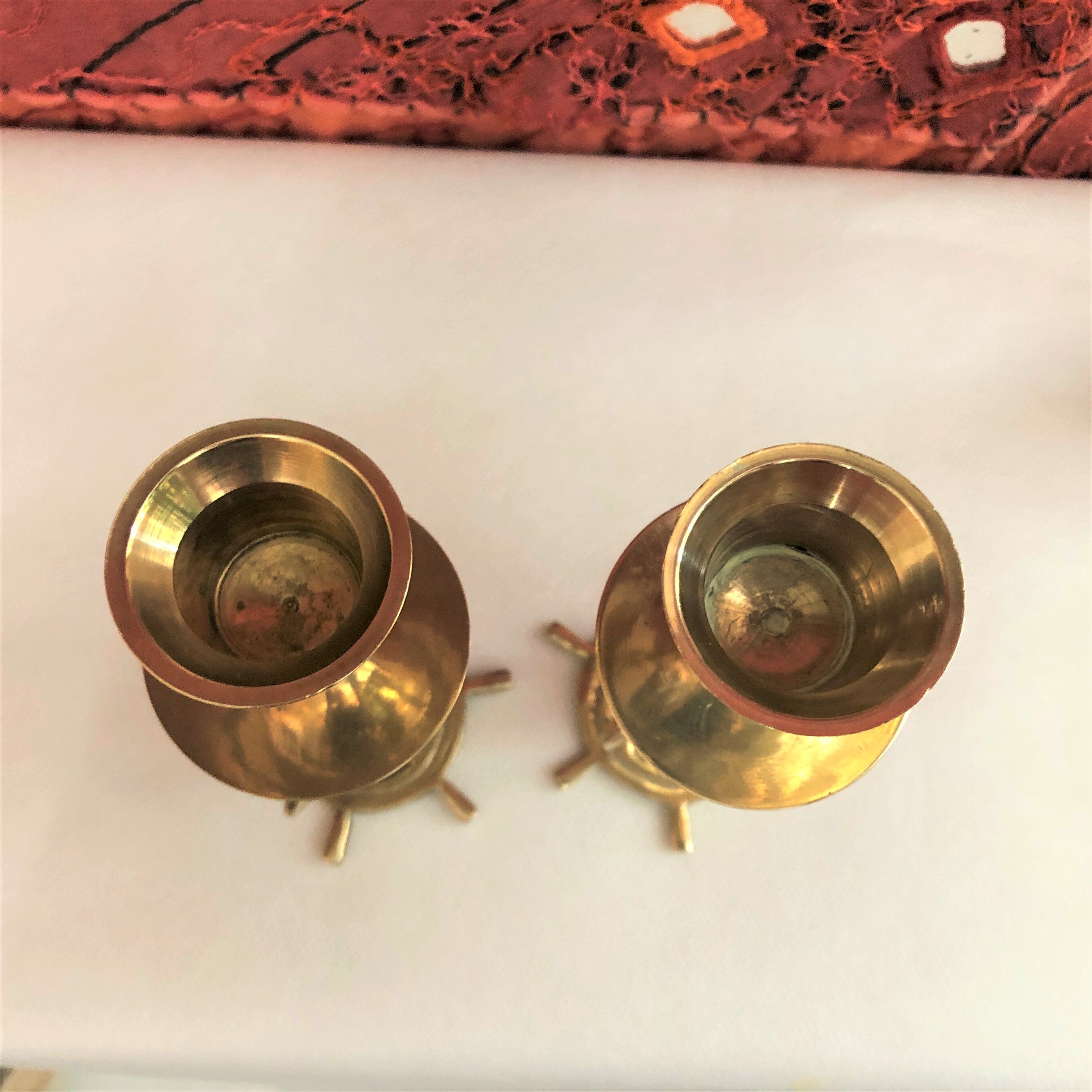 Pair of gilded brass candlesticks