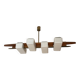 Lustre scandinave, laiton, bois précieux , 4 feux, navette 102 x 35 x 9 cm