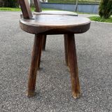 Pair of vintage Aranjou brutalist chairs in solid wood