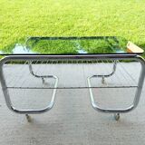 70s chrome and glass tubular frame coffee table