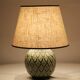 Recycled vintage lamp — ceramic art deco ball base and linen shade