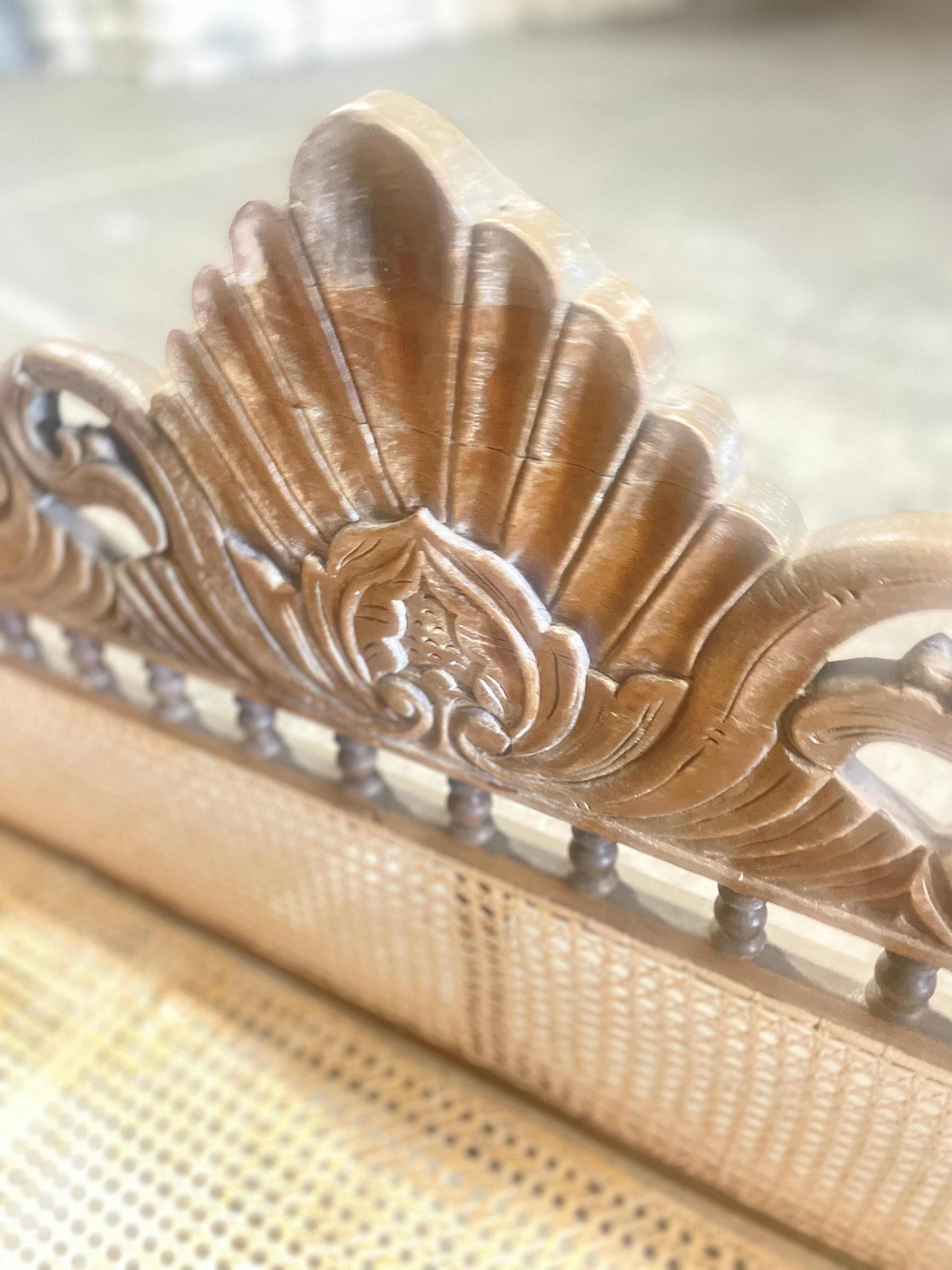 Antique rattan bench