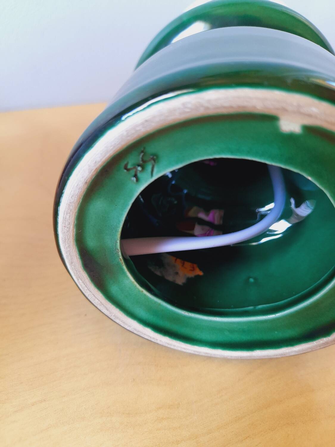 Space Age ceramic and opaline lamp, 1970