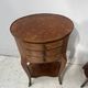 Pair of small kidney-shaped commodes in marquetry veneer, 20th century.