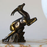 Art Deco lamp opalin globe on marble - gazelle
