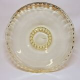 Coupe plate plat verre soufflé moulé coloré jaune miel Pierre D’Avesn Art Déco