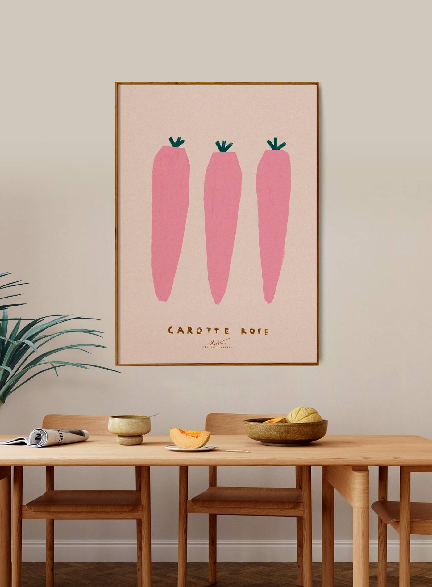 Poster printed in giclee quality with illustration of carrots
