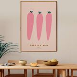 Poster printed in giclee quality with illustration of carrots