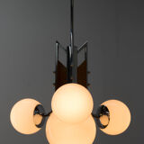 Lustre en bois et chrome, années 1940
