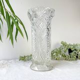 Vintage glass vase with geometric pattern